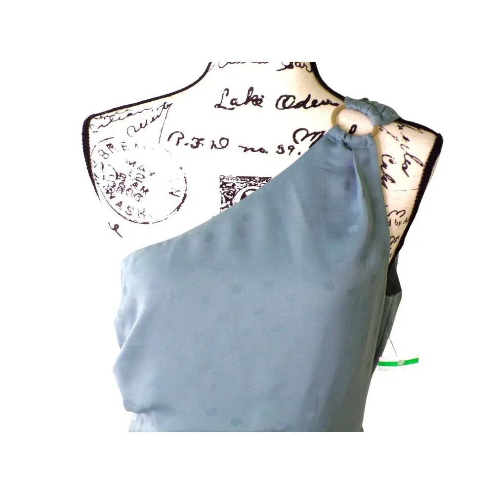 🆕FAVORITE DAUGHTER The Singles Table One Shoulder Dress Gown Polka Dot Blue 4 - Picture 11 of 16